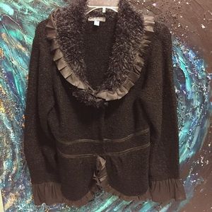 Roz & Ali Chic Elegant Black Embellished Statement Sweater